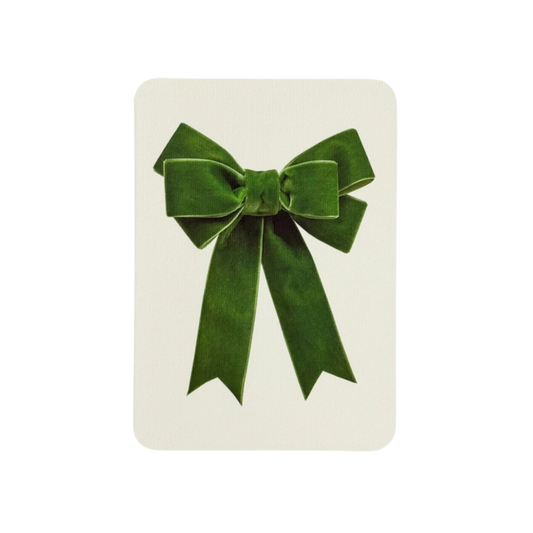 Green Velvet Bow Greeting Card
