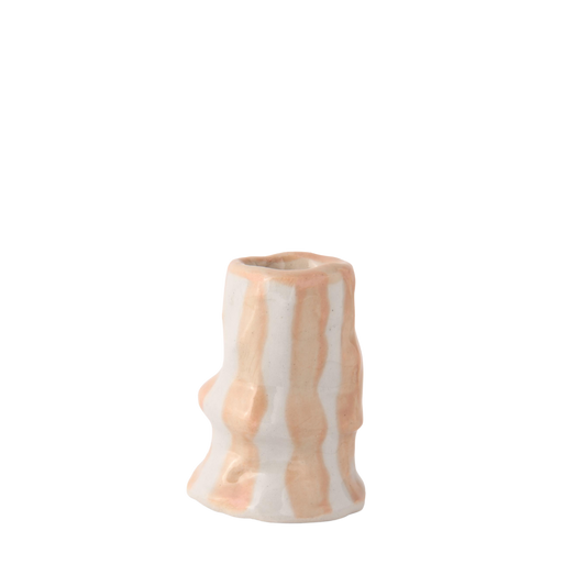 Hodge Pots, 'Ivory Beige Stripe Candle Holder'