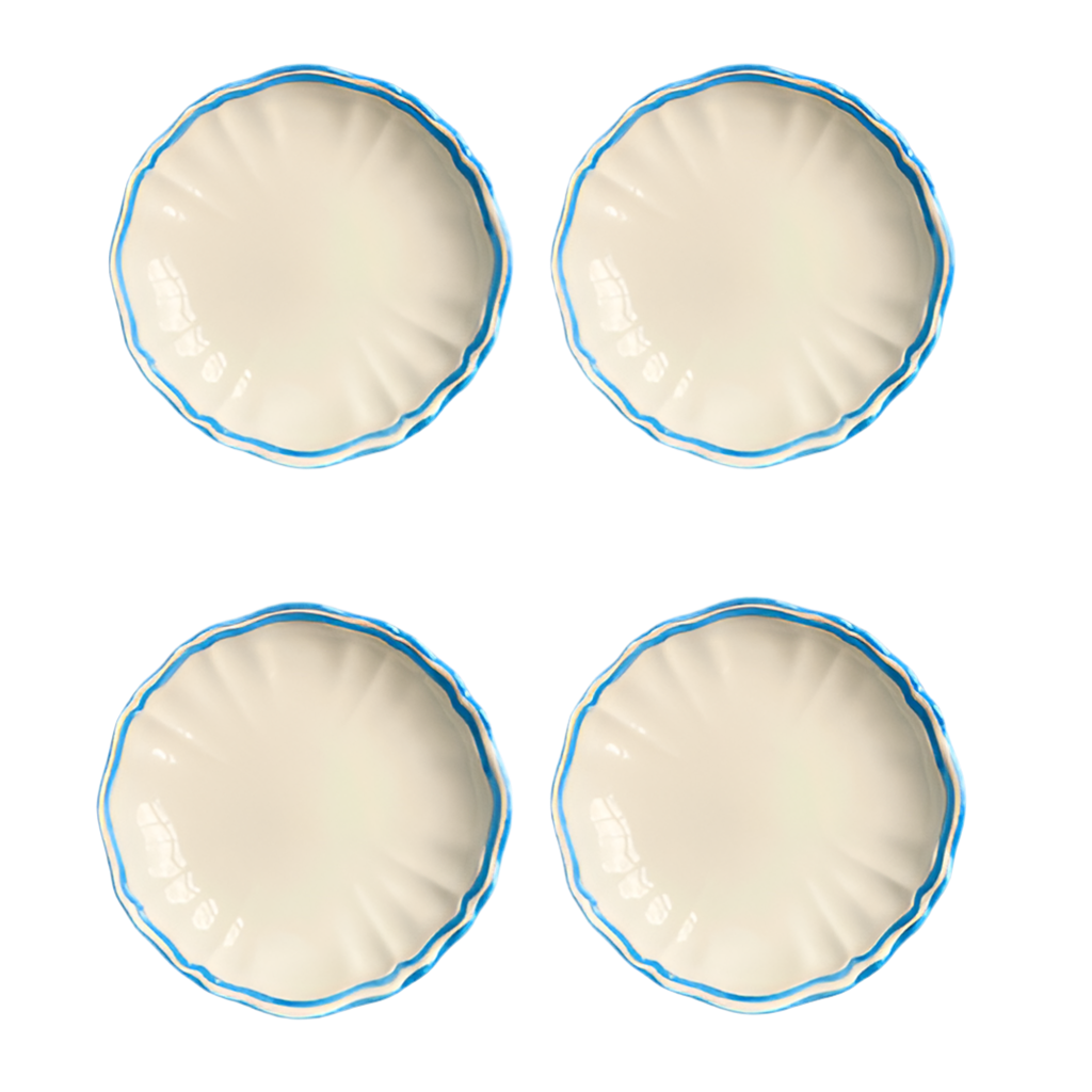 Sveva's Home Ceramic Scalloped Blue Bread Plate Set of Four