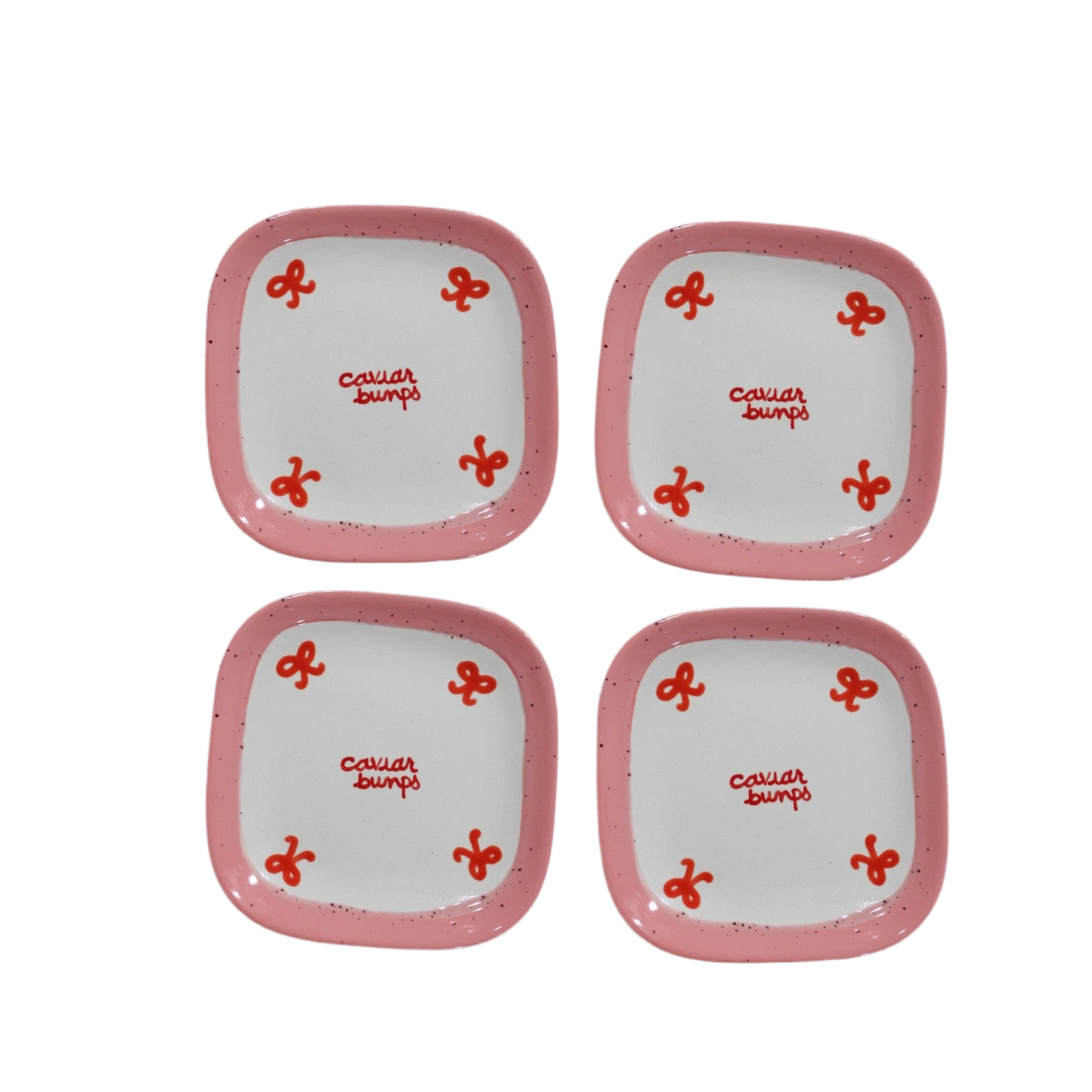 Retro 'Caviar Bumps' Tiny Plates Set of Four