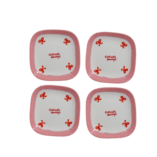 Retro 'Caviar Bumps' Tiny Plates Set of Four