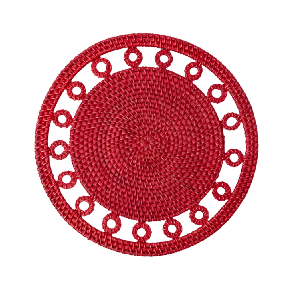 Voi Collective Red Columbus Rattan Placemats (Set of 4)
