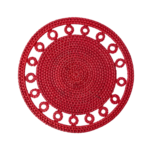 Voi Collective Red Columbus Rattan Placemats (Set of 4)