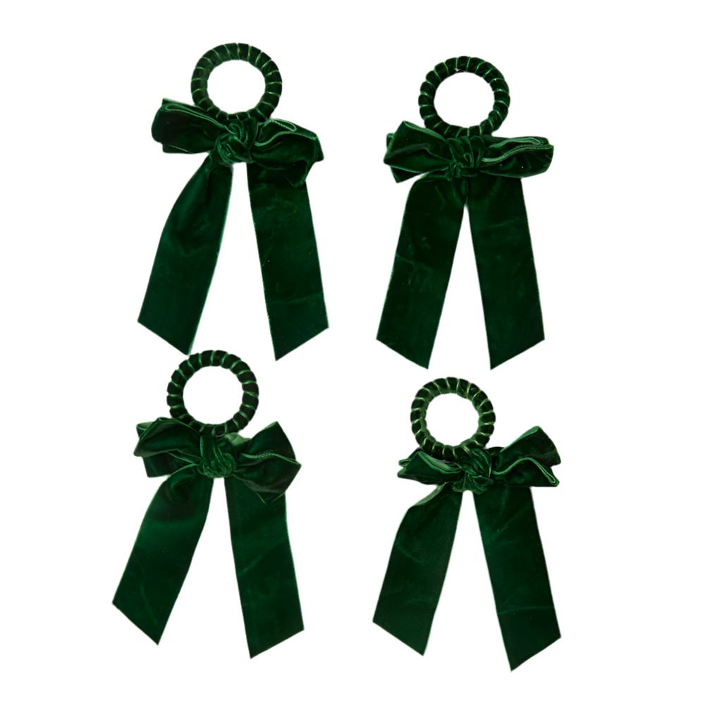 Voi Collective, Green Velvet Napkin Bow (Set of 4)