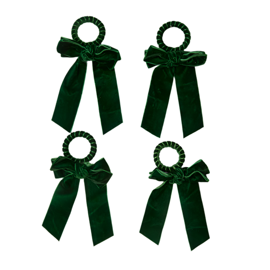 Voi Collective, Green Velvet Napkin Bow (Set of 4)
