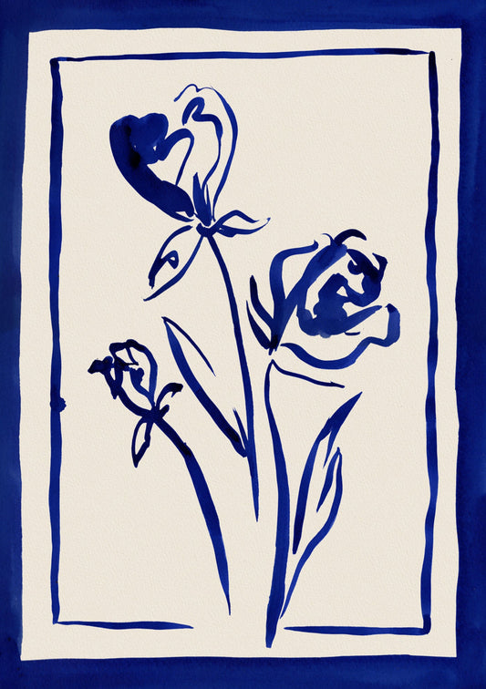 The Good Life Home, Blue Roses- Floral Art Print