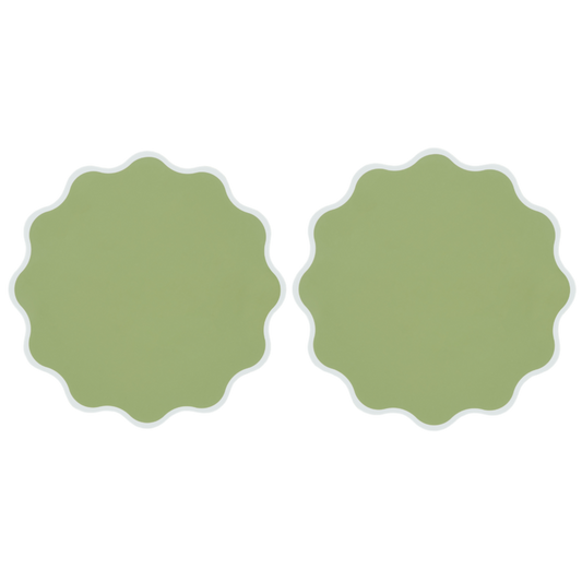 The Victoria Placemat in White and Green, Set of Two