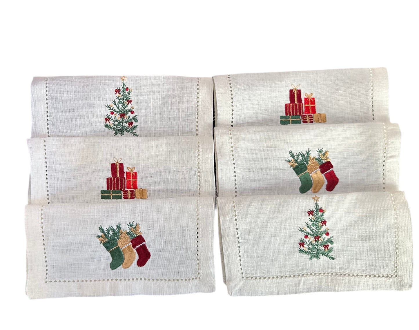 Petit Menage, Christmas Table Cocktail Napkins, Set of Six