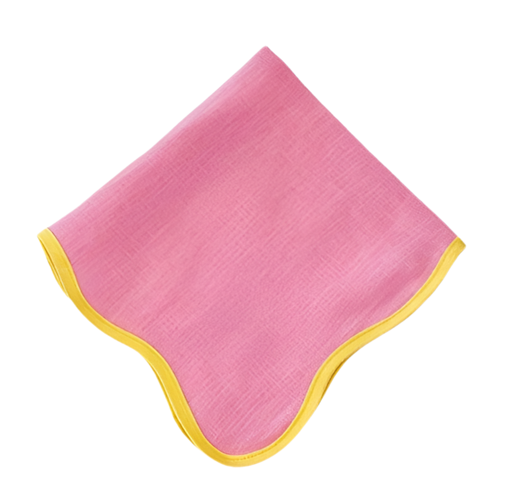 Pink and Yellow Scalloped Napkin