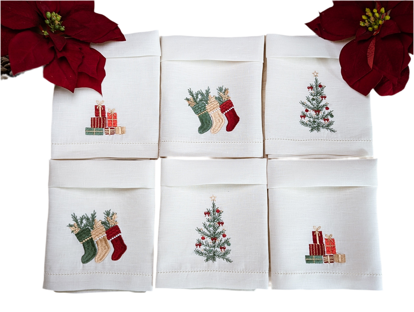 Petit Menage, Christmas Table Napkins, Set of Six