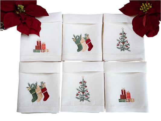 Petit Menage, Christmas Table Napkins, Set of Six