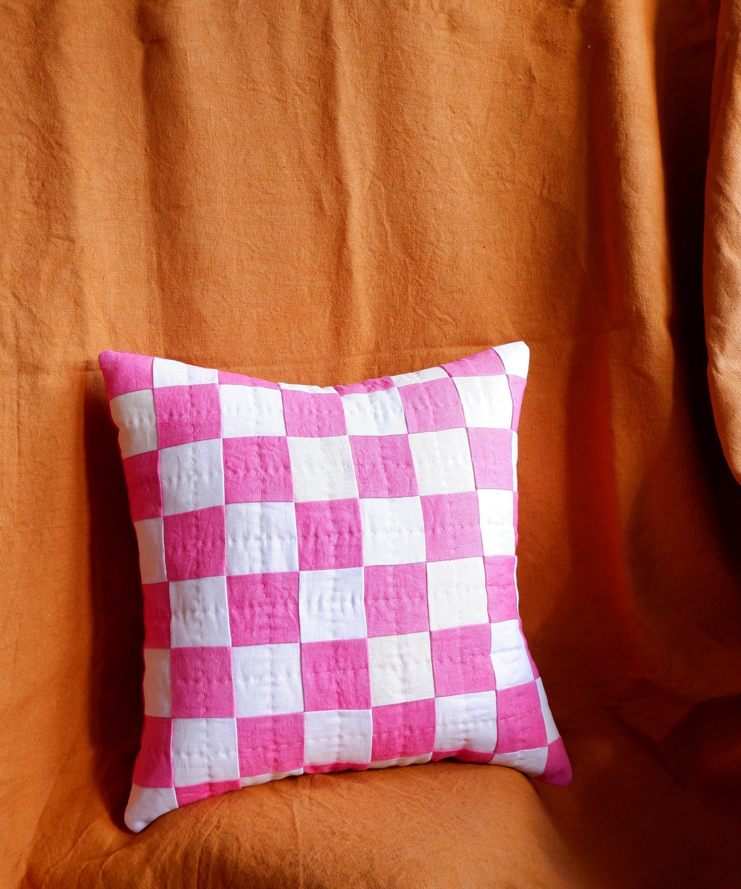 Eldorado, Chequered Cushion in Pink