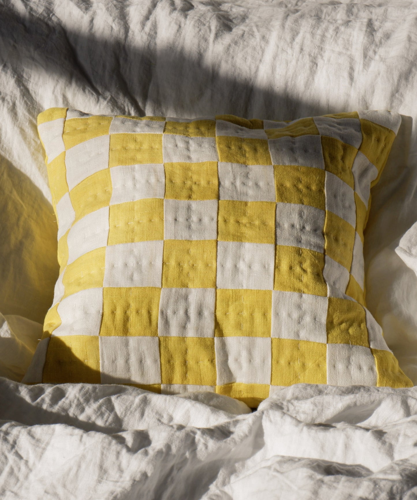 Eldorado, Chequered Cushion in Yellow