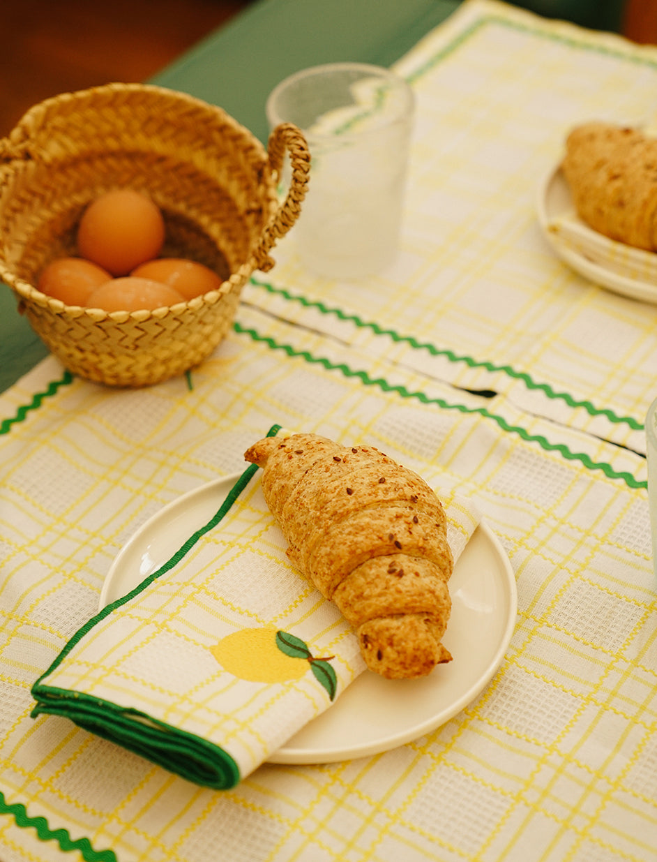 Yellow Embroidered Placemat in Yellow (Set of 2)