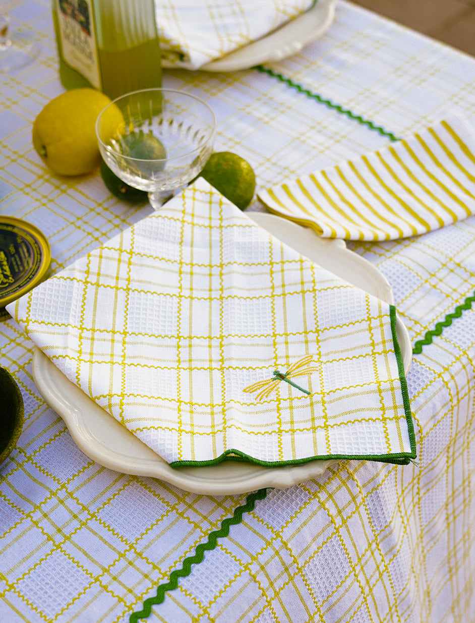 Yellow Embroidered Placemat in Yellow (Set of 2)