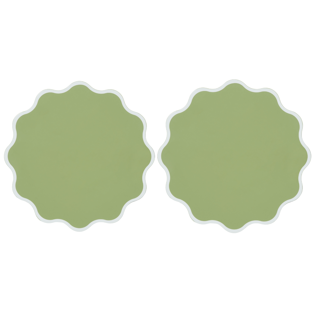 The Victoria Placemat in White and Green, Set of Two