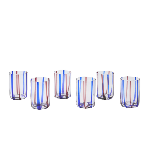 Voi Collective, Blue and Burgundy Water Glasses (set of 6)