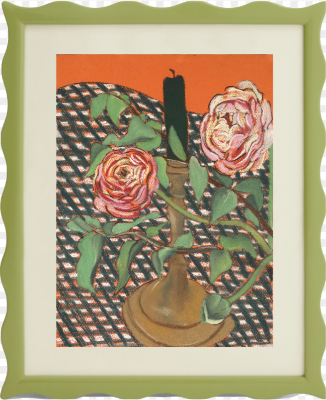 Phoebe Stone, 'Peach Ranunculus' in green frame 2022