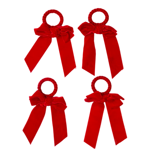 Voi Collective, Red Velvet Napkin Bow (Set of 4)
