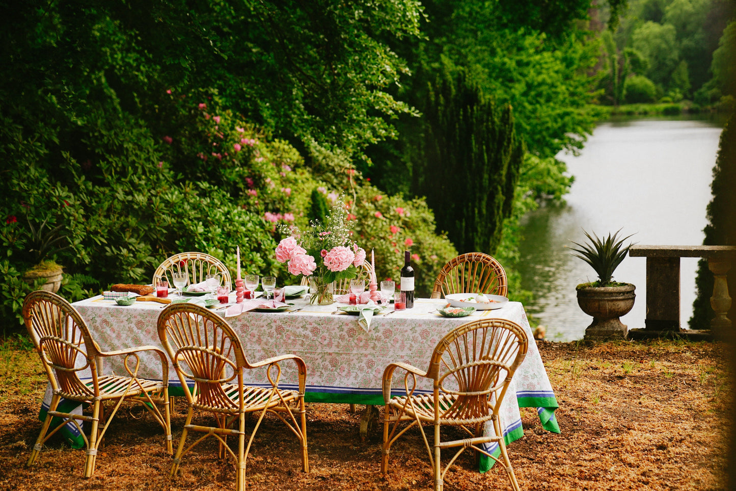 Pink and Green Tablecloth