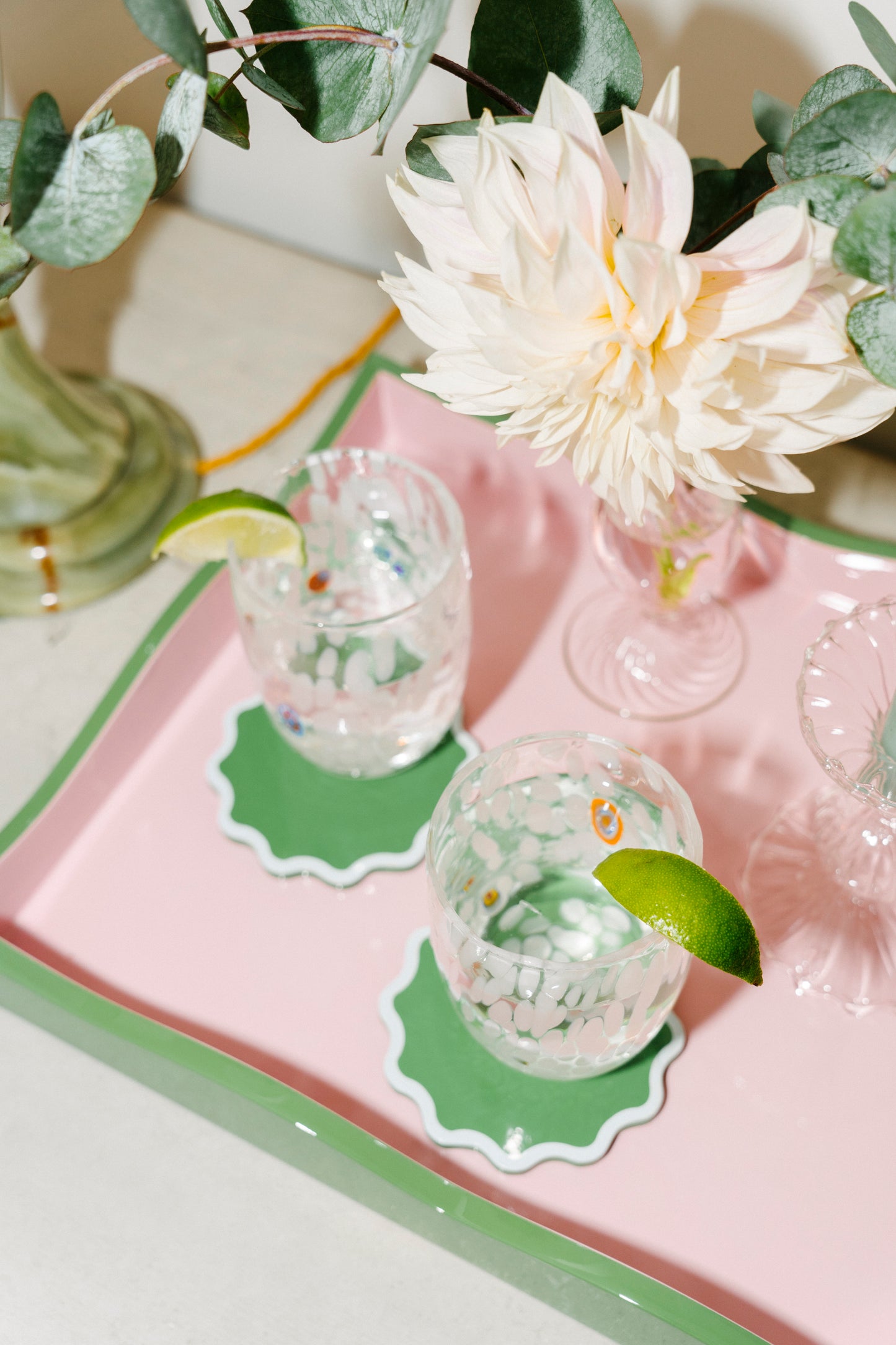 The Allegra Wiggle Tray in Green and Pink