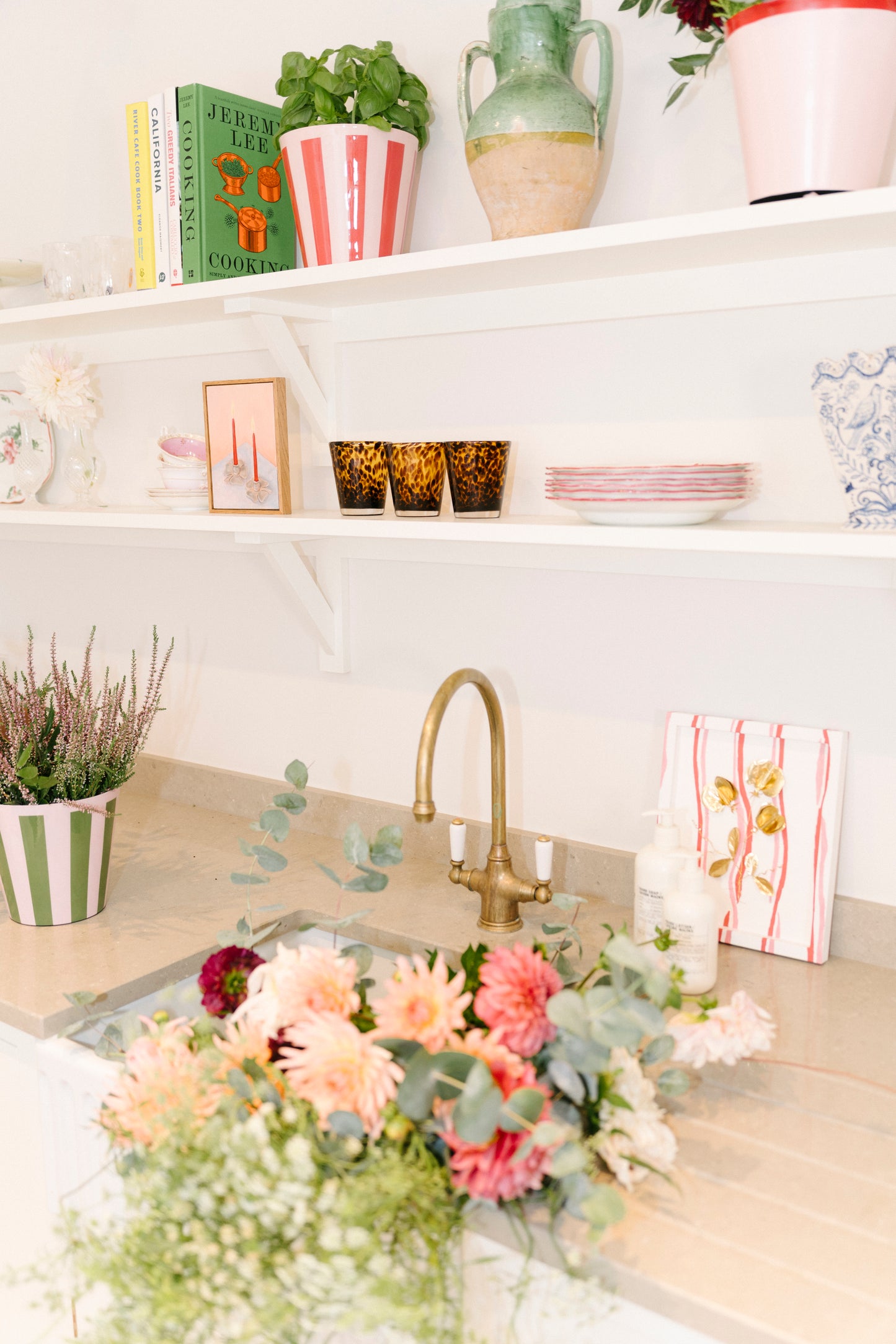 The Penny Planter in Pink and Green Stripe