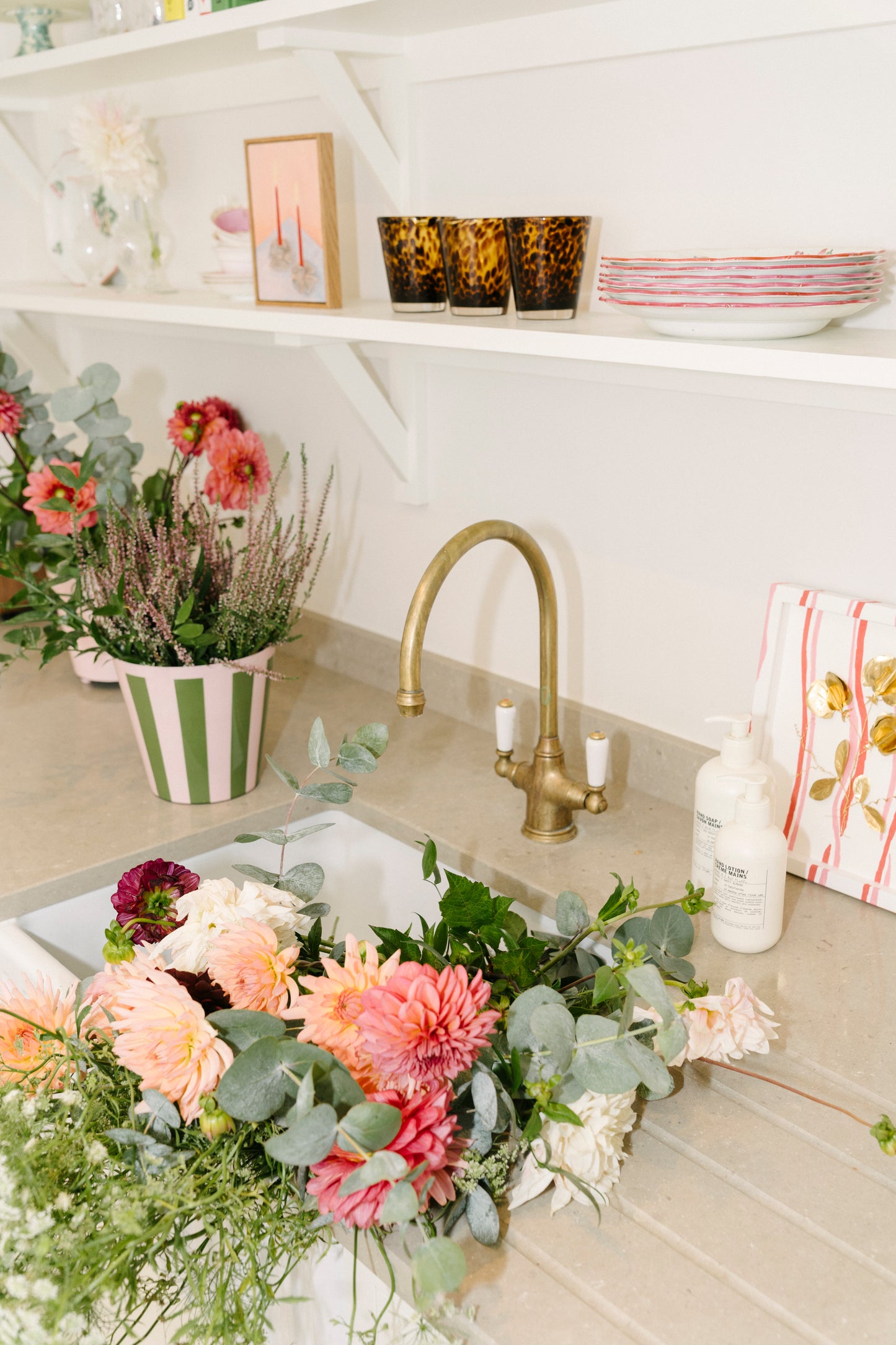 The Penny Planter in Pink and Green Stripe