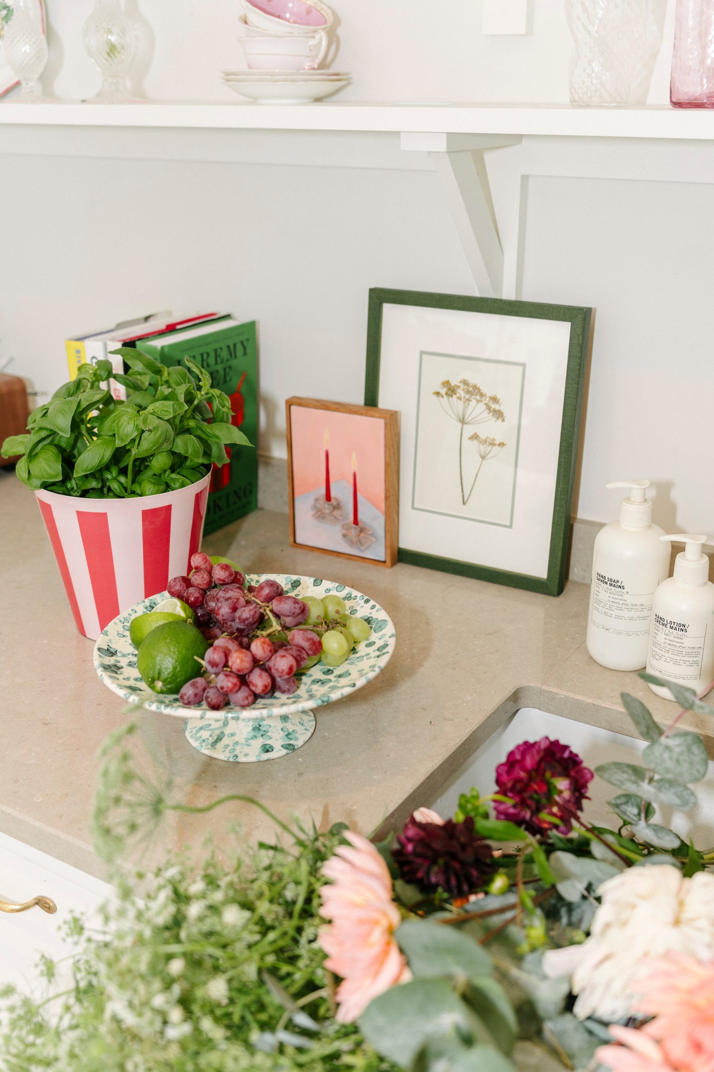 The Penny Planter in Pink and Green Stripe