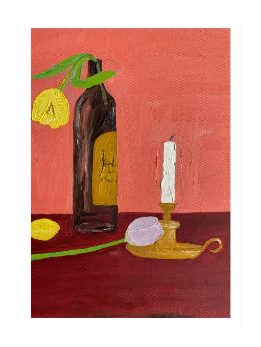 Beatriz Sanches Cartas, 'Velas, vinho e flores' print