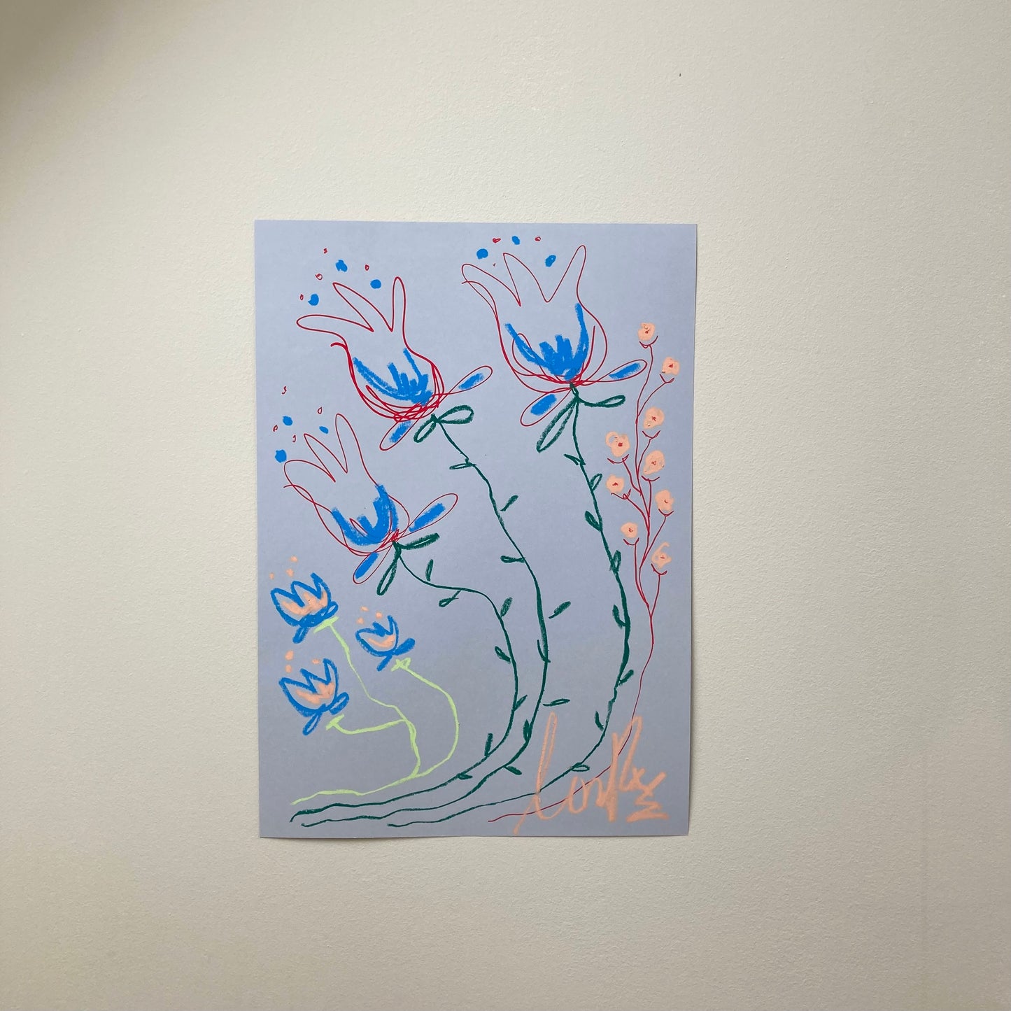 Cina Rosen, 'Multi-coloured florals on light blue paper’ 2024