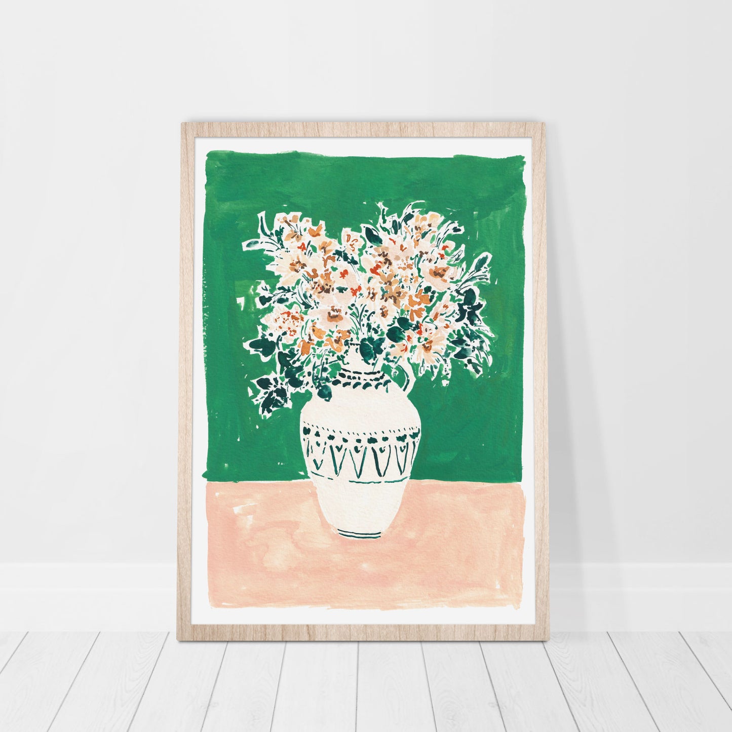 Rose Jocham, 'Emerald, Peach and Maple Floral Vase'