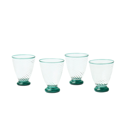 Voi Collective, Valentina Green Footed Water Glass (Set of 4)