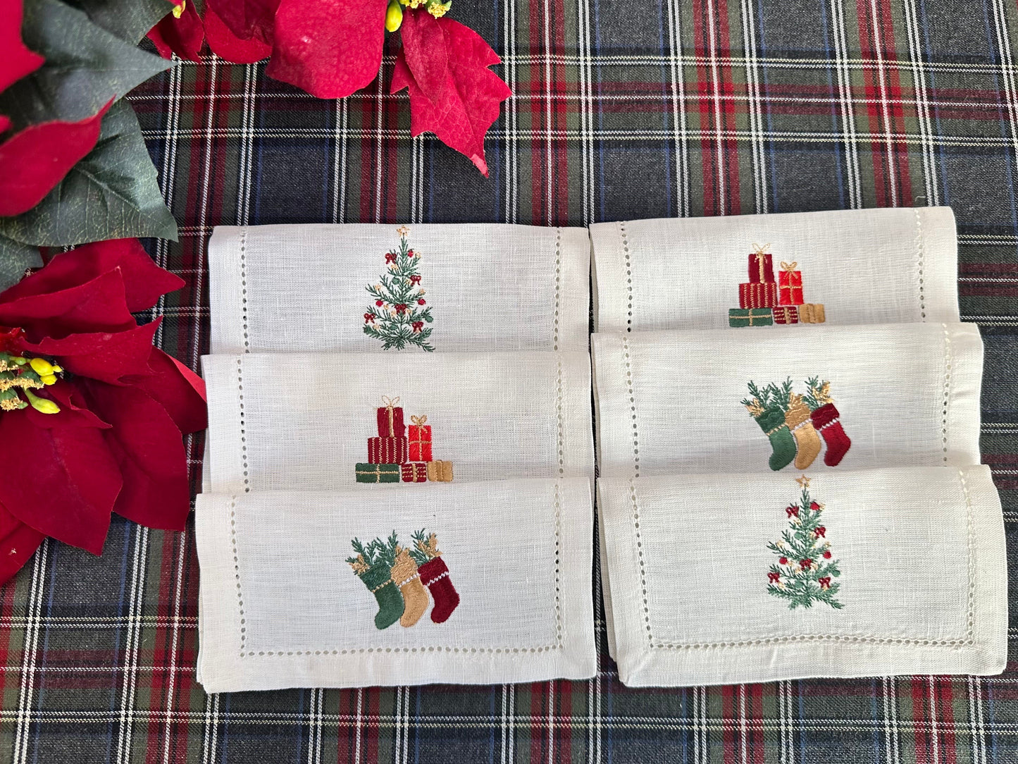 Petit Menage, Christmas Table Cocktail Napkins, Set of Six