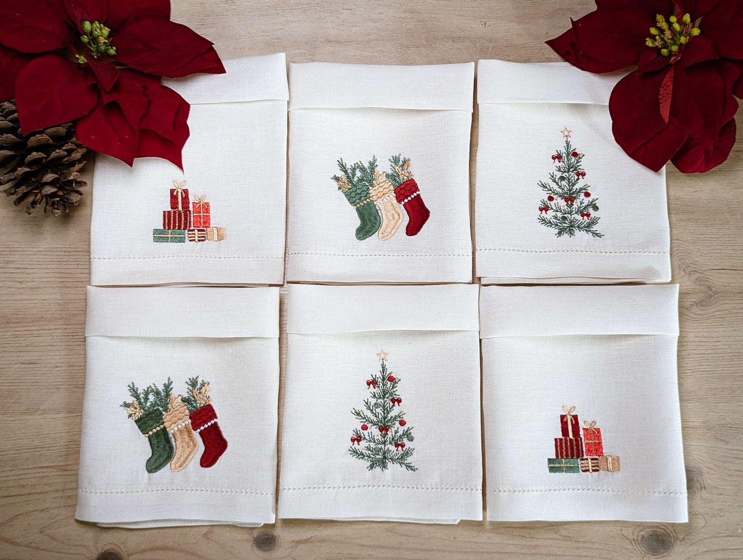 Petit Menage, Christmas Table Napkins, Set of Six