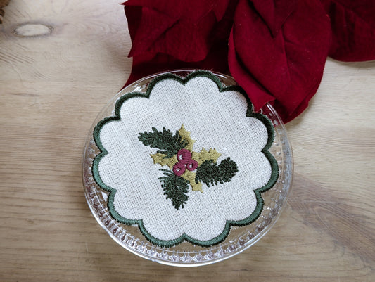 Petit Menage, Christmas Linen Coaster