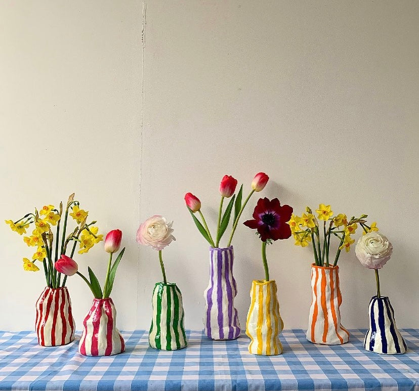 Hodge Pots, 'Black Candy Stripe Vase'