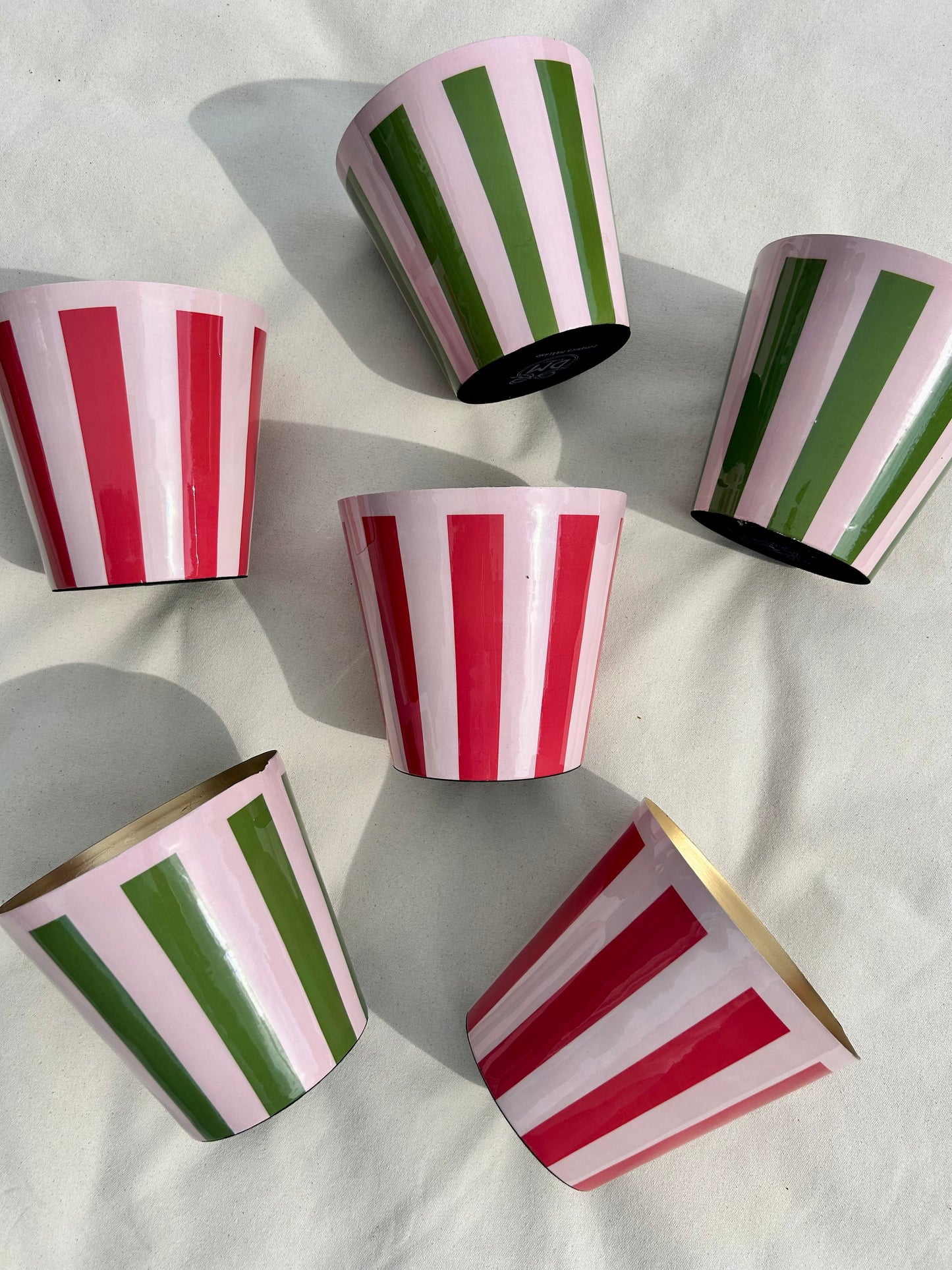 The Penny Planter in Pink and Green Stripe