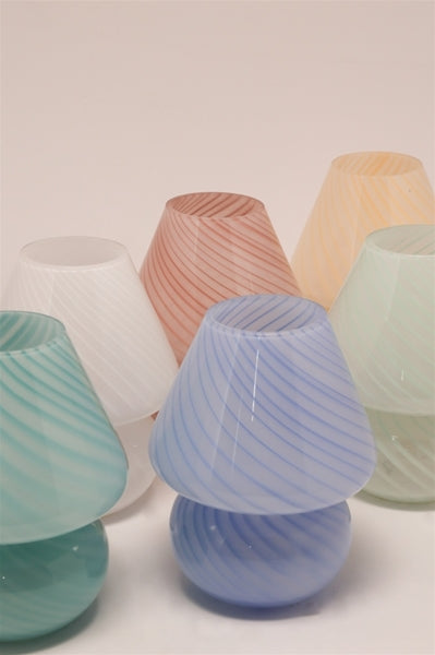 Pre-order, Mushroom Glass Lamp in Blue