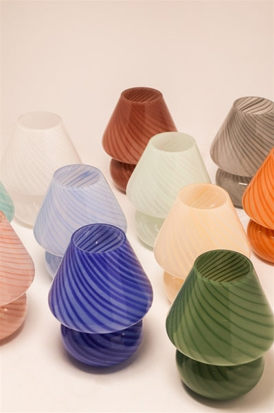 Pre-order, Mushroom Glass Lamp in Blue