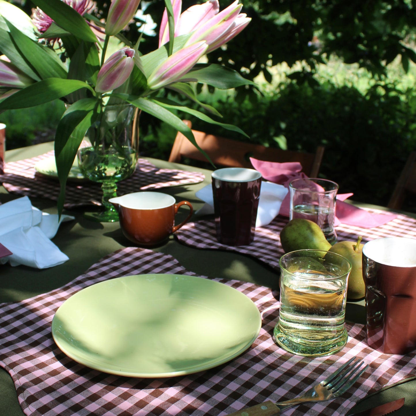 Mon Chou placemat pink/green gingham