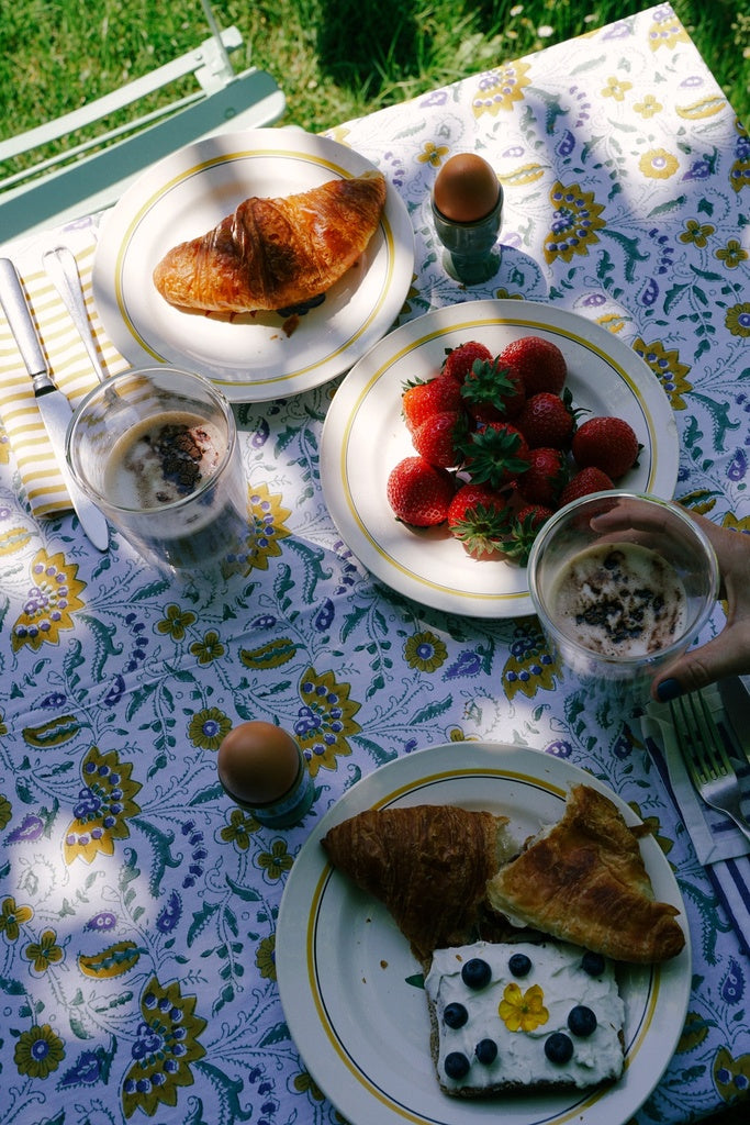 Purple and Yellow Tablecloth