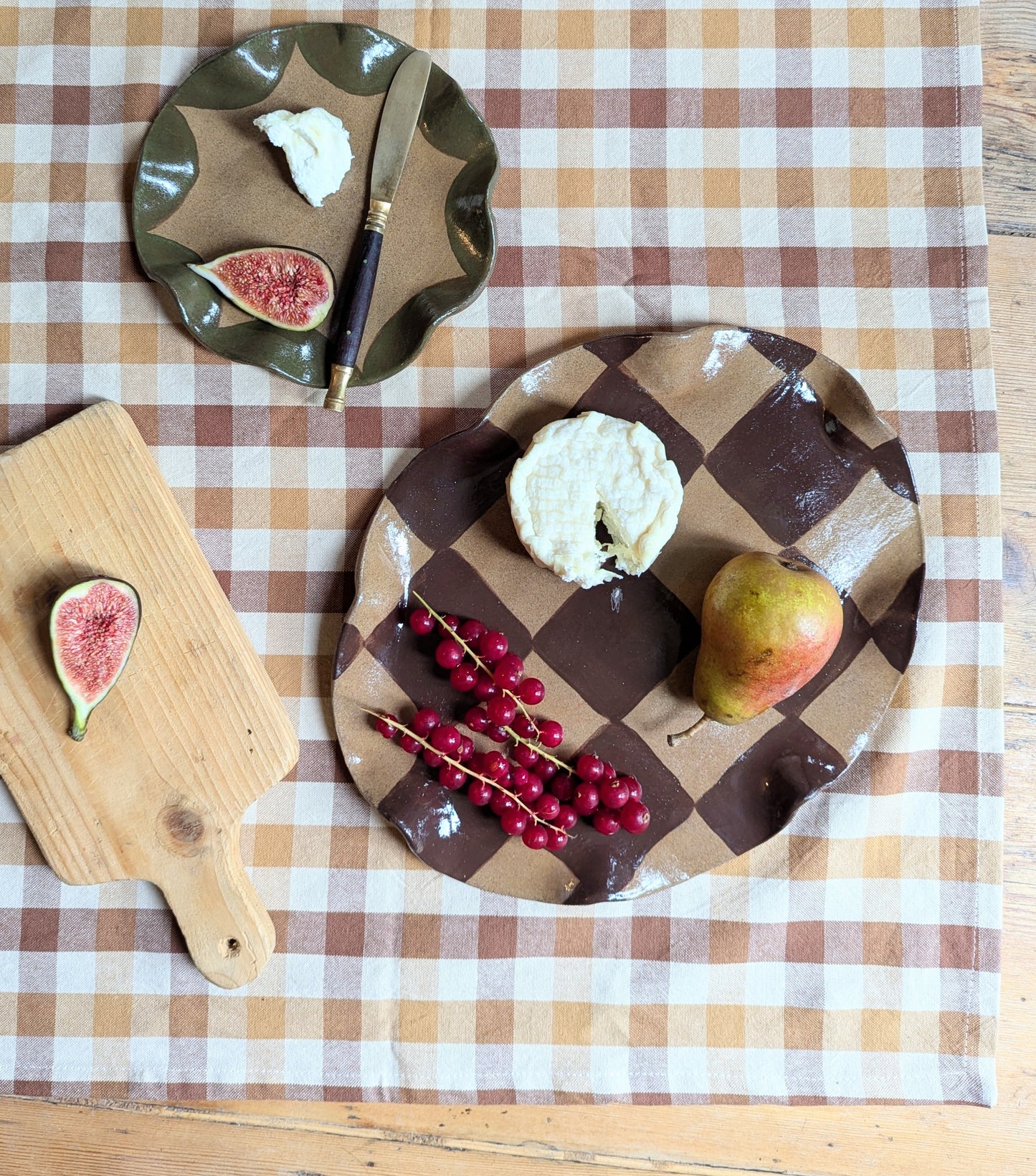 Rosie Gore, Chocolate Brown Wavy Oval Check Serving Platter