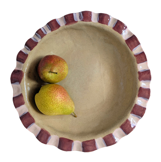 Rosie Gore, Baby Pink & Burgundy Frill Serving Bowl