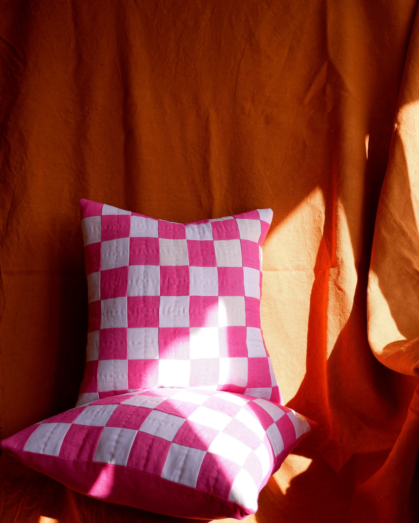 Eldorado, Chequered Cushion in Pink