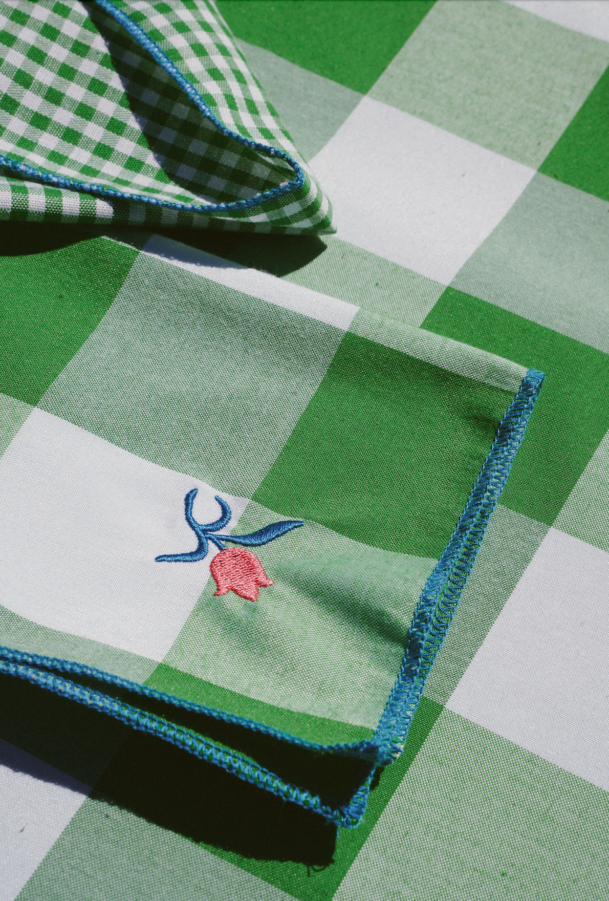 Green and White Check Napkins Set of Two