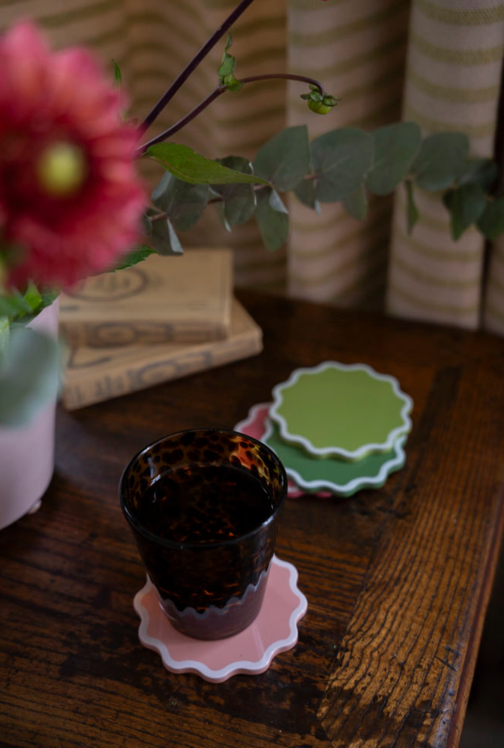 The Victoria Coaster Pair in Pink and Green