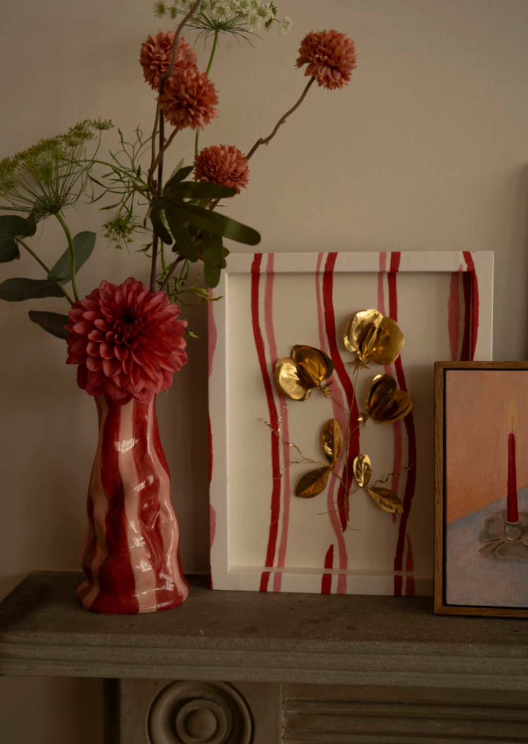 DM x Hodge Pots, 'Pink and Red Striped Vase'