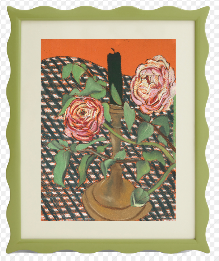 Phoebe Stone, 'Peach Ranunculus' in green frame 2022