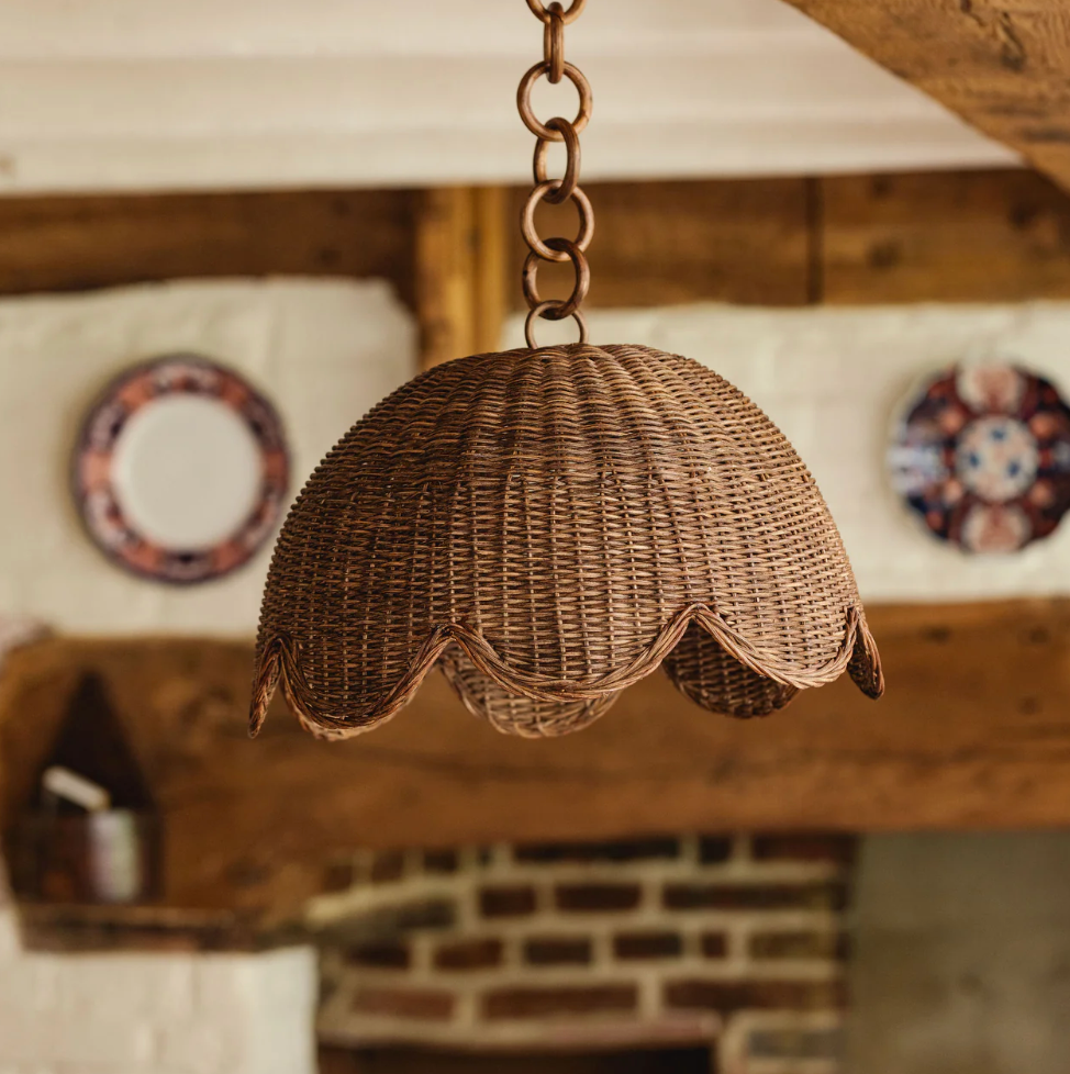 Hastshilp Etta Scalloped Pendant Shade Medium (Teak)
