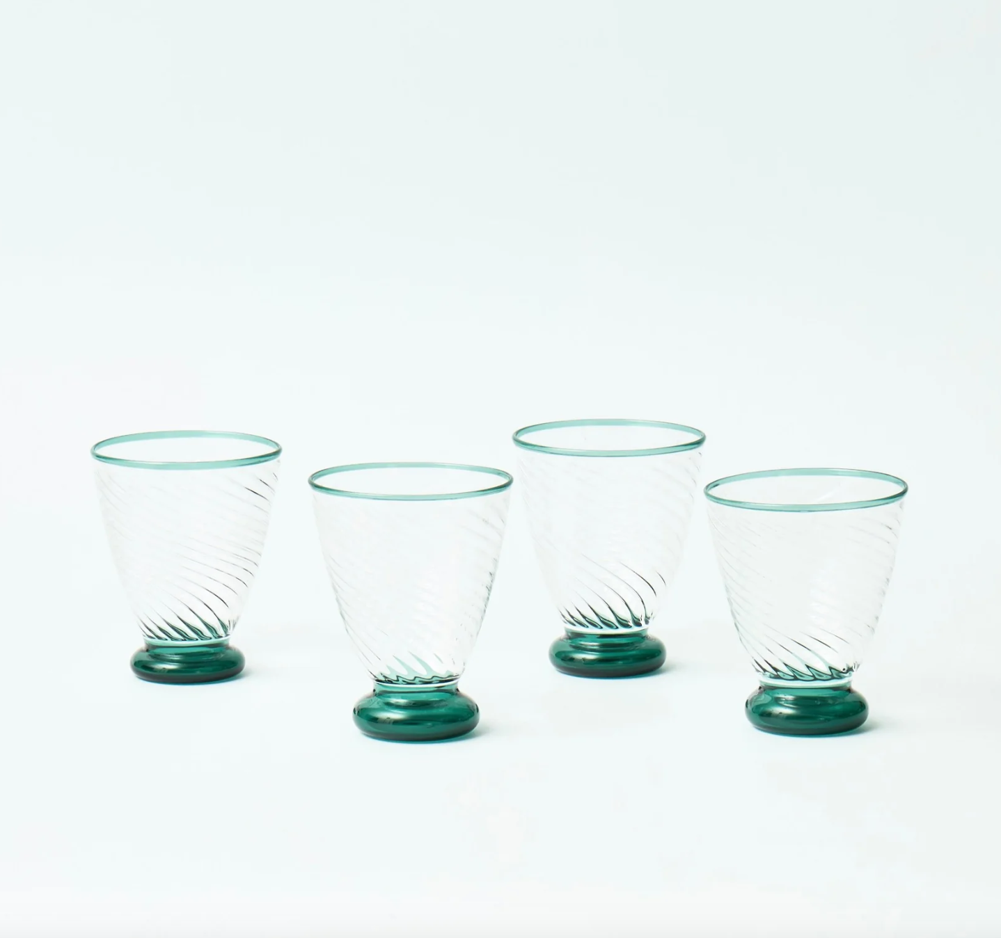 Voi Collective, Valentina Green Footed Water Glass (Set of 4)